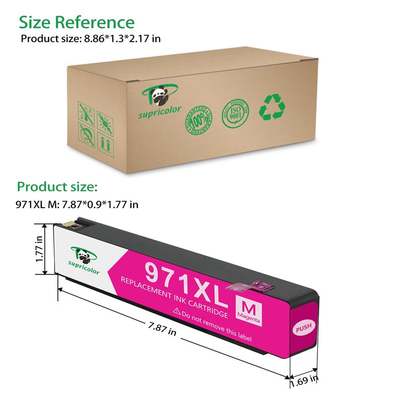 Supricolor Replacement 971XL Magenta Ink Cartridge, 971 M Ink Compatible for Officejet Pro X576dw X476dw X476dn X451dn X451dw X551dw Printer - Image 3